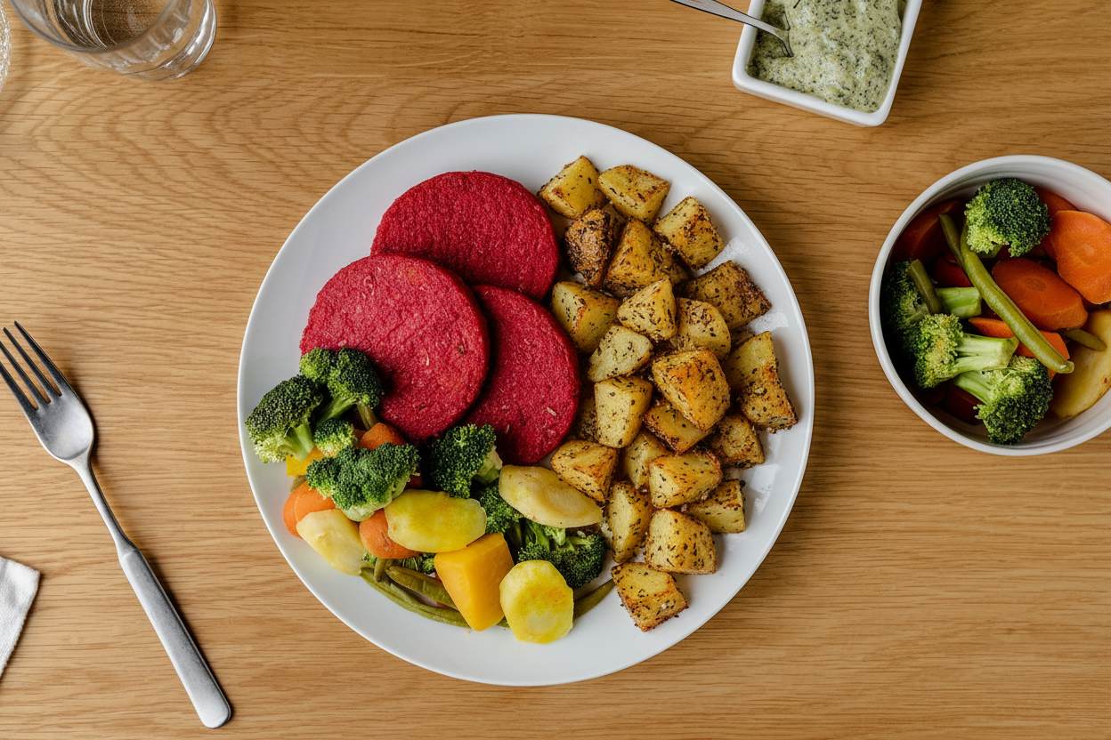 BEETROOT PATTIES WITH HUMMUS